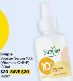 BIG W Simple Booster Serum 10% (Vitamins C+E+F) 30ml offer