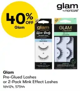 BIG W Glam Pre-Glued Lashes or 2-Pack Mink Effect Lashes offer