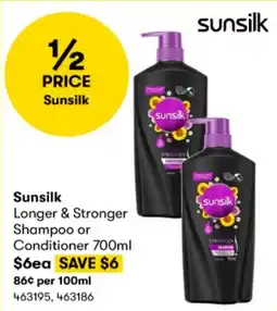 BIG W Sunsilk Longer & Stronger Shampoo or Conditioner 700ml offer