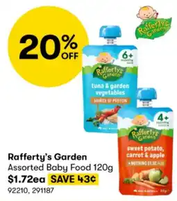 BIG W Rafferty's Garden Assorted Baby Food 120g offer
