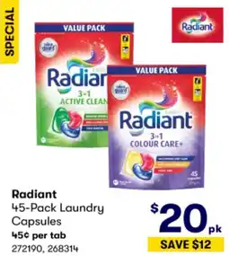 BIG W Radiant 45-Pack Laundry Capsules offer