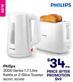 BIG W Philips 3000 Series 1.7-Litre Kettle or 2-Slice Toaster offer