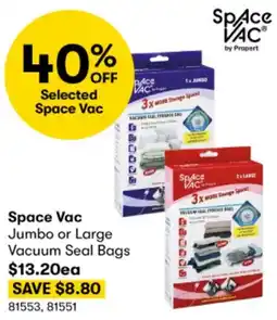 BIG W Space Vac Jumbo or Large Vacuum Seal Bags offer