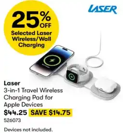 BIG W Laser 3-in-1 Travel Wireless Charging Pad for Apple Devices offer