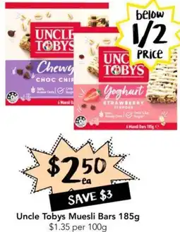 Drakes Uncle Tobys Muesli Bars 185g offer
