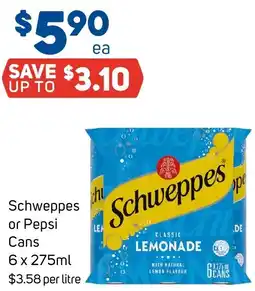 Foodland Schweppes or Pepsi Cans 6 x 275ml offer