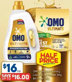 Foodland OMO Ultimate Laundry Liquid 2L or Powder 2Kg offer