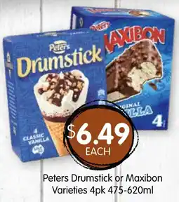 Spudshed Peters Drumstick or Maxibon Varieties 4pk 475-620ml offer