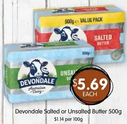 Spudshed Devondale Salted or Unsalted Butter 500g offer