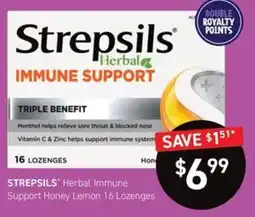 STREPSILS Herbal Immune Support Honey Lemon 16 Lozenges