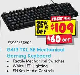 JB Hi-Fi G413 TKL SE Mechanical Gaming Keyboard offer