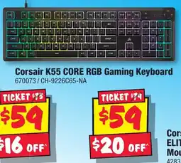 JB Hi-Fi Corsair K55 CORE RGB Gaming Keyboard offer