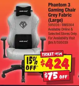 JB Hi-Fi Phantom 3 Gaming Chair Grey Fabric Large offer
