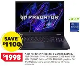 Harvey Norman Acer Predator Helios Neo Gaming Laptop. offer