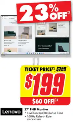 The Good Guys Lenovo 27* FHD Monitor offer
