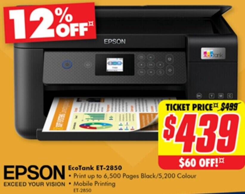 EPSON EcoTank ET2850 offer at The Good Guys