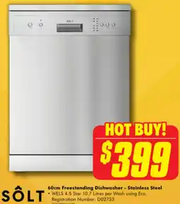 The Good Guys SOLT 60cm Freestanding Dishwasher - Stainless Steel offer