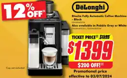 The Good Guys DeLonghi Rivelia Fully Automatic Coffee Machine - Black offer