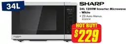 The Good Guys SHARP 34L 1200W Inverter Microwave -White offer