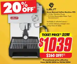 The Good Guys LELIT Anna Manual Coffee Machine PPS offer