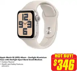 The Good Guys Apple Watch SE (GPS) 40mm - Starlight Aluminium Case with Starlight Sport Band Small/Medium offer