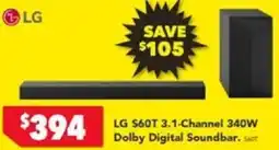 Harvey Norman LG S60T 3.1-Channel 340W Dolby Digital Soundbar. offer