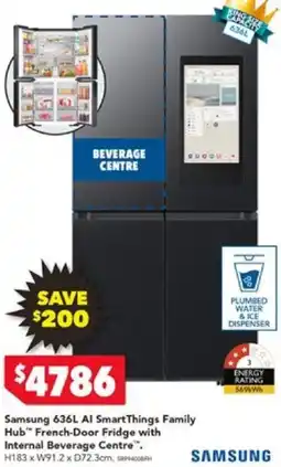 Harvey Norman Samsung 636L Al SmartThings Family Hub French-Door Fridge with Internal Beverage Centre offer