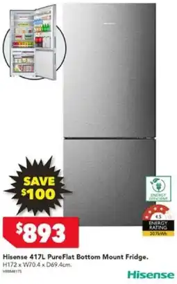 Harvey Norman Hisense 417L PureFlat Bottom Mount Fridge. offer