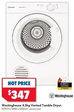 Harvey Norman Westinghouse 4.5kg Vented Tumble Dryer offer