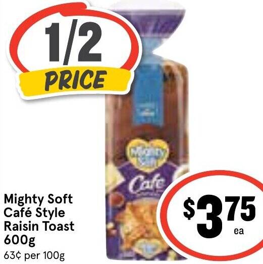 Mighty Soft Café Style Raisin Toast 600g offer at Ritchies
