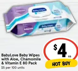 Ritchies BabyLove Baby Wipes with Aloe, Chamomile & Vitamin E 80 Pack offer