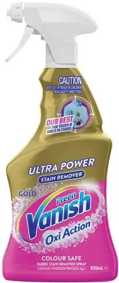 IGA Vanish Preen Gold Oxi Action Fabric Stain Remover Spray 450mL Selected Varieties offer