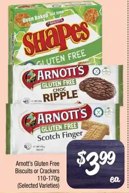 Farmer Jack's Arnott's Gluten Free Biscuits or Crackers 110-170g offer