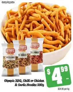 Farmer Jack's Olympic BBQ, Chilli or Chicken & Garlic Noodles 200g offer