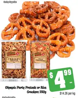 Farmer Jack's Olympic Party Pretzels or Rice Crackers 350g offer