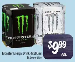Farmer Jack's Monster Energy Drink 4x500ml offer