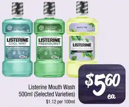 Farmer Jack's Listerine Mouth Wash 500ml offer