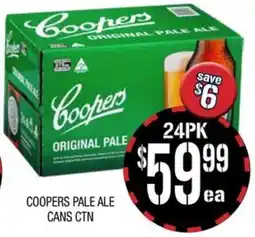 Farmer Jack's COOPERS PALE ALE CANS CTN offer