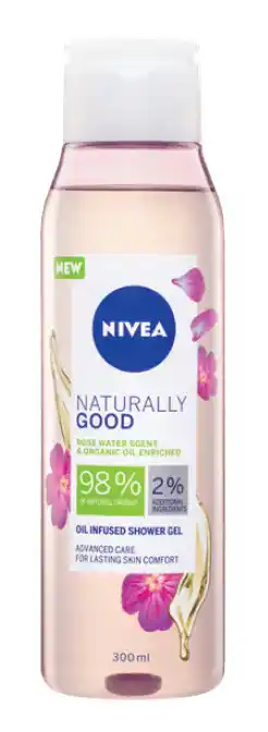 Cincotta Chemist Nivea naturally good s/ gel rose water & organic oil 300ml offer