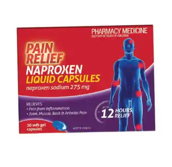 Cincotta Chemist Pain relief naproxen 275mg liquid 30 capsules offer