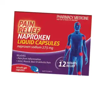 Cincotta Chemist Pain relief naproxen 275mg liquid capsule 10 offer