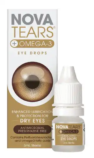 Nova tears + omega-3 lubricating eye drops 3ml