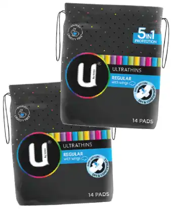 Cincotta Chemist U by kotex pads regular ultrathins with wings 14 pack offer