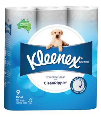 Cincotta Chemist Kleenex complete clean toilet paper 9 rolls offer