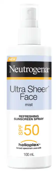 Cincotta Chemist Neutrogena ultra sheer facial mist spf50+ 100ml offer