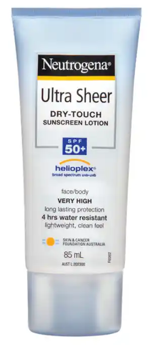 Cincotta Chemist Neutrogena ultra sheer body lotion spf50+ 85ml offer