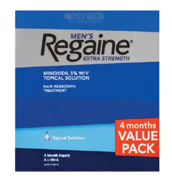 Cincotta Chemist Regaine mens extra strength treatment solution 5% 4 x 60ml offer