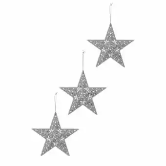 Harris Scarfe Soren 3pc glitter star ornament silver offer