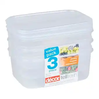 Harris Scarfe Décor tellfresh 3 piece plastic oblong food storage container set 1l offer