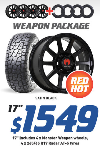 Bob Jane T-Marts 17" wheel - monster weapon package offer